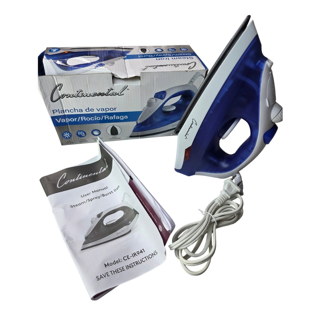 Continental Steam Iron CE-IR941 Blue White 1200W Non-Stick Soleplate‎ Spray P4